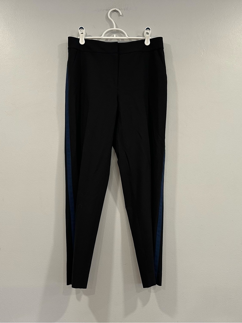 St. John for Nordstrom Emma Black Blue Side Stripe Trouser Pants Size 6